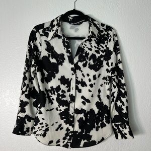 ZARA black and white cow print 🐄 cowgirl shirt S